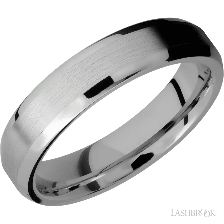 5 mm wide Beveled Titanium band.