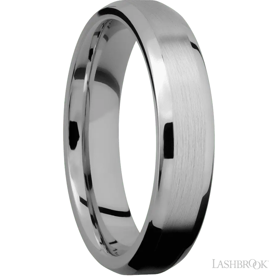 5 mm wide Beveled Titanium band.
