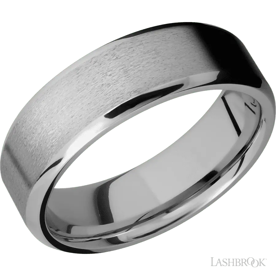 7 mm wide Beveled Titanium band.