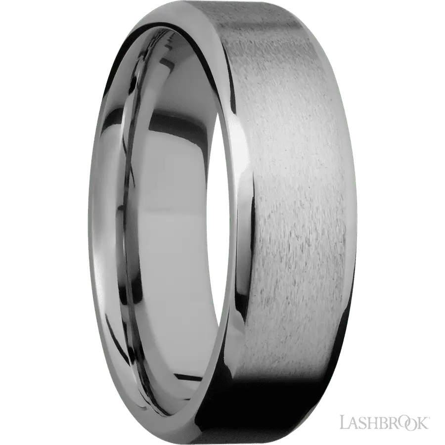 7 mm wide Beveled Titanium band.