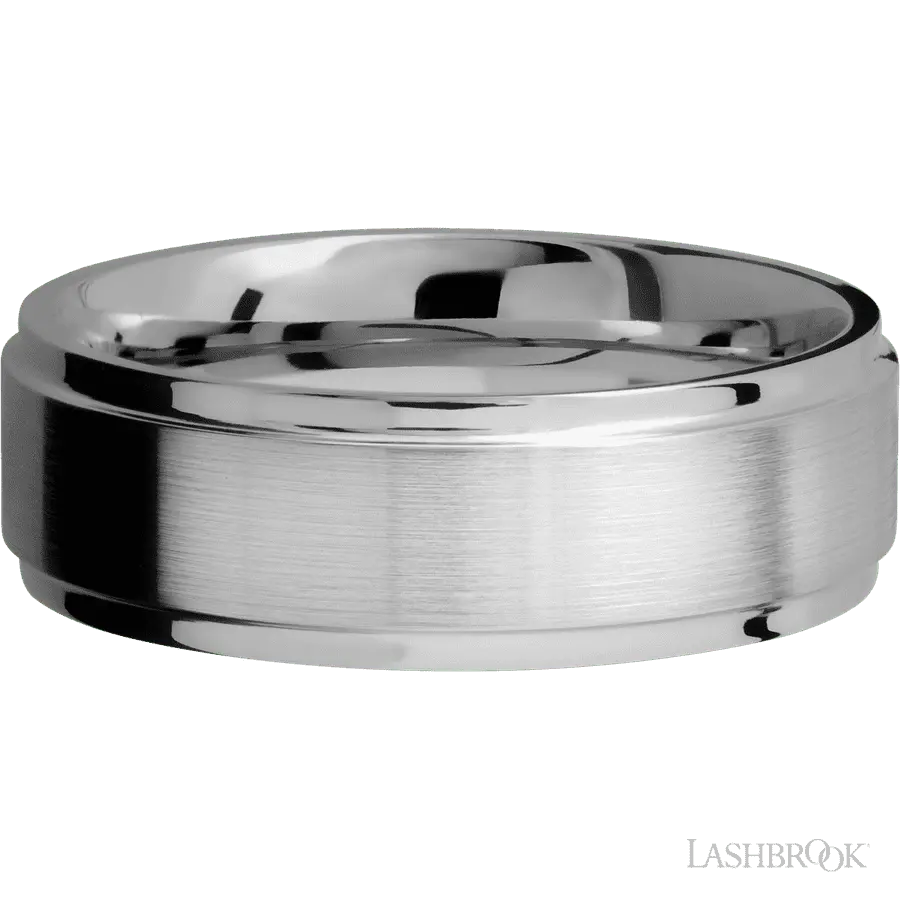 7 mm wide Flat Grooved Edges Titanium band.