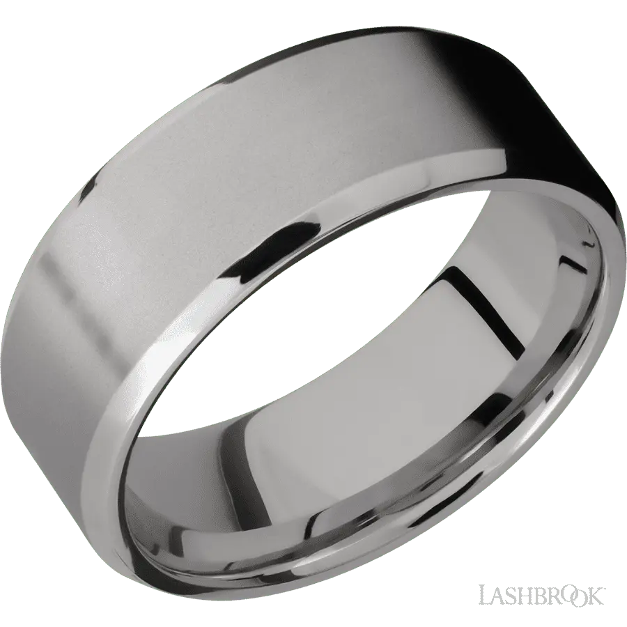 8 mm wide Beveled Titanium band.