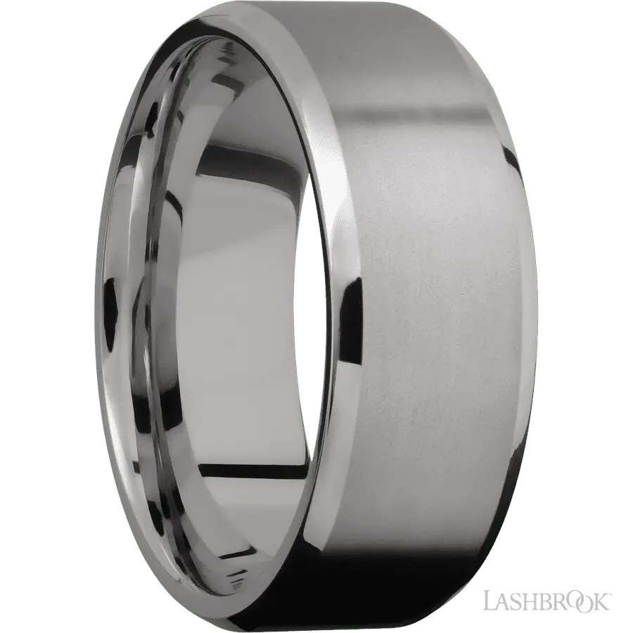 8 mm wide Beveled Titanium band.