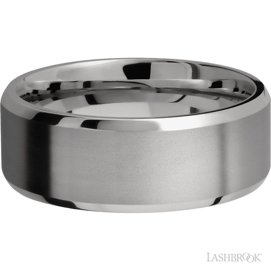 8 mm wide Beveled Titanium band.