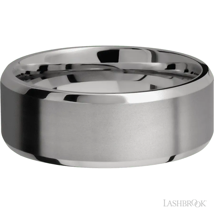8 mm wide Beveled Titanium band.
