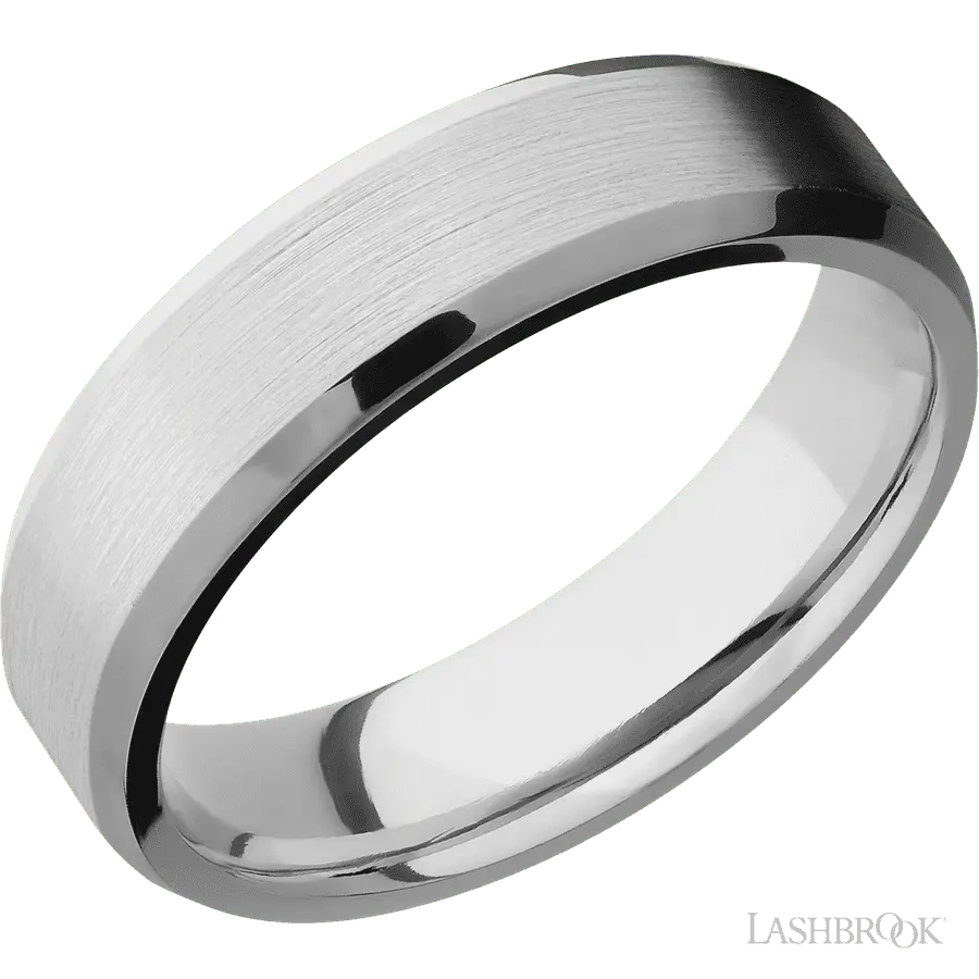 6 mm wide Beveled Cobalt Chrome band.