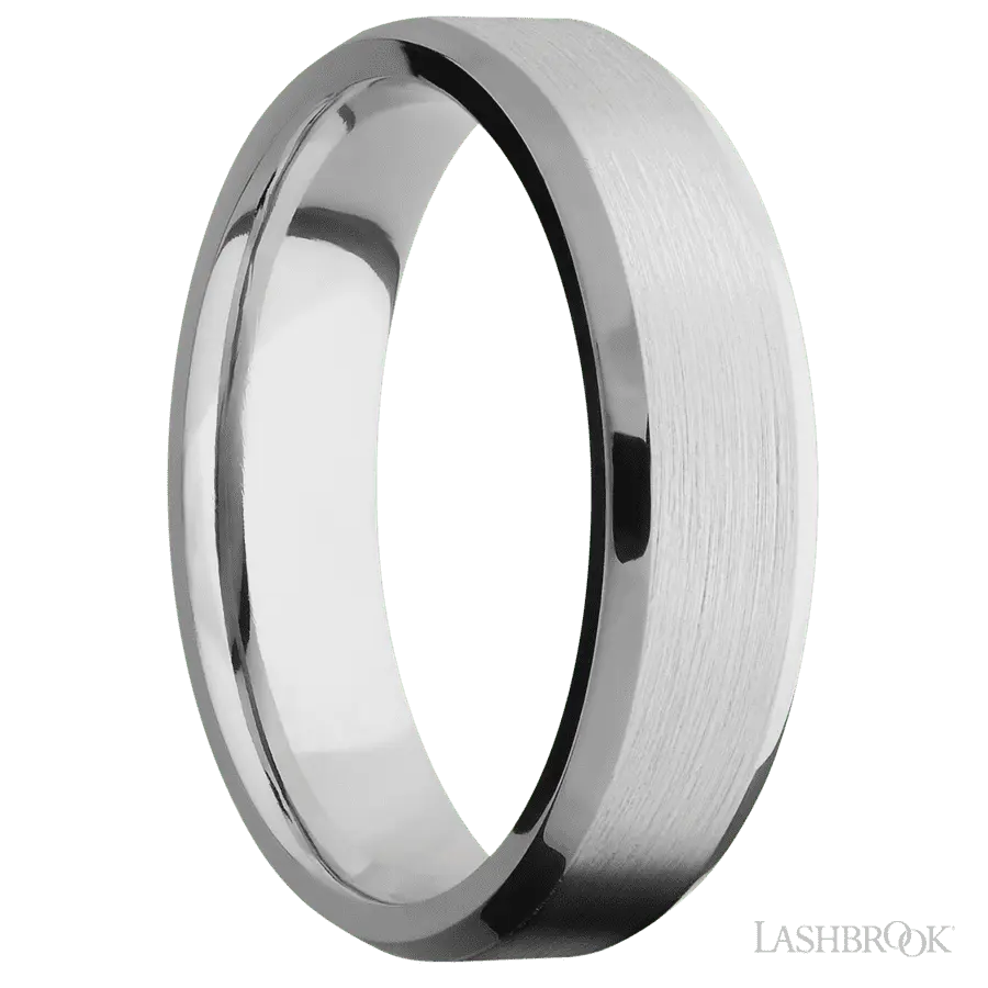 6 mm wide Beveled Cobalt Chrome band.