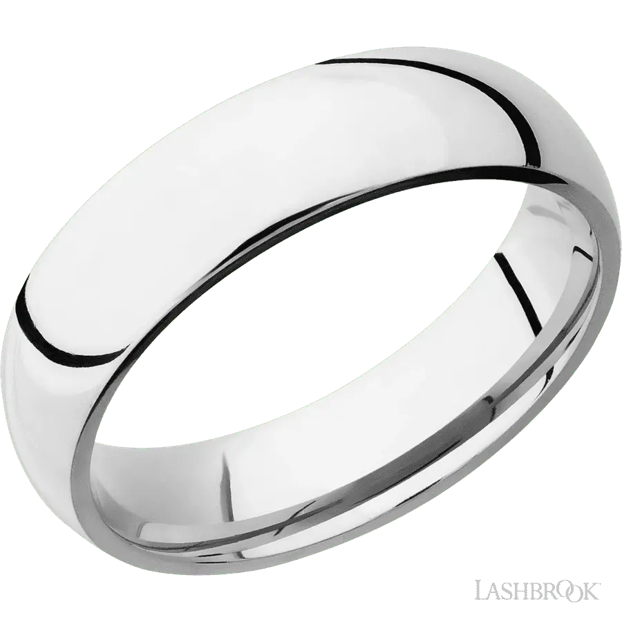 6 mm wide Domed Cobalt Chrome band.