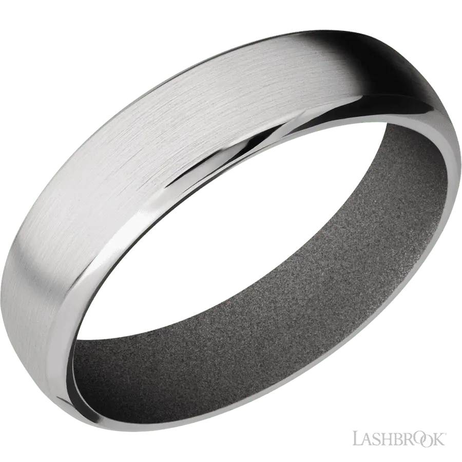 6 mm wide Domed Bevel Cobalt Chrome band featuring a Gun Metal Grey sleeve.