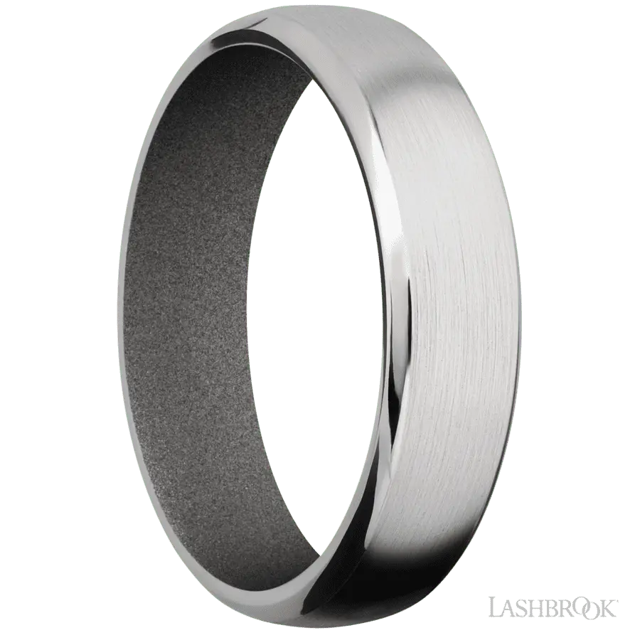 6 mm wide Domed Bevel Cobalt Chrome band featuring a Gun Metal Grey sleeve.