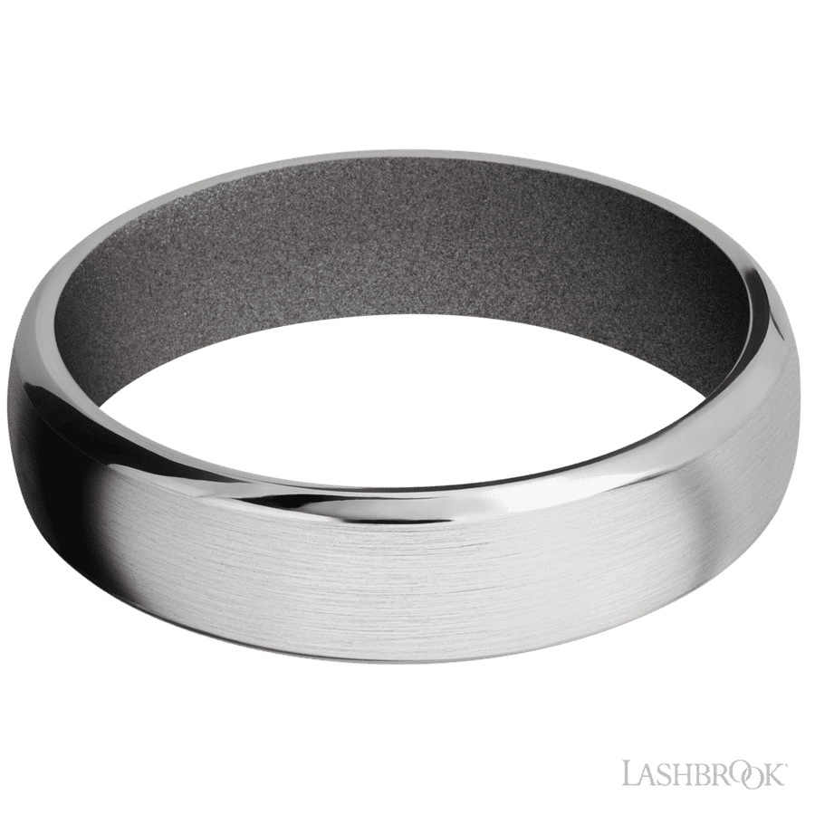 6 mm wide Domed Bevel Cobalt Chrome band featuring a Gun Metal Grey sleeve.