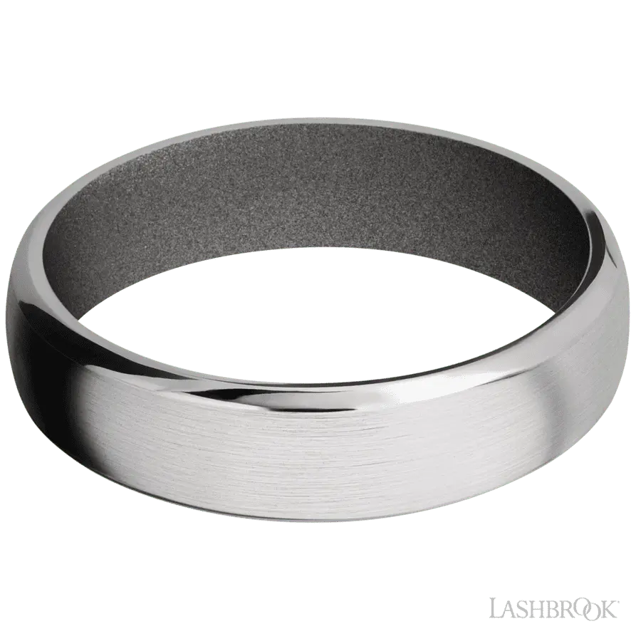 6 mm wide Domed Bevel Cobalt Chrome band featuring a Gun Metal Grey sleeve.