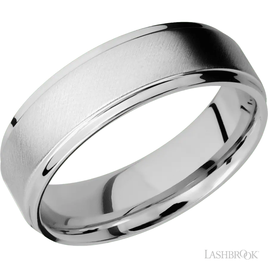 7 mm wide Flat Grooved Edges Cobalt Chrome band.