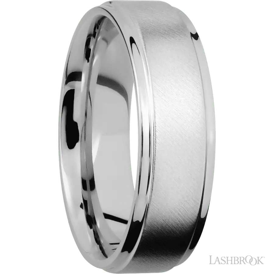7 mm wide Flat Grooved Edges Cobalt Chrome band.