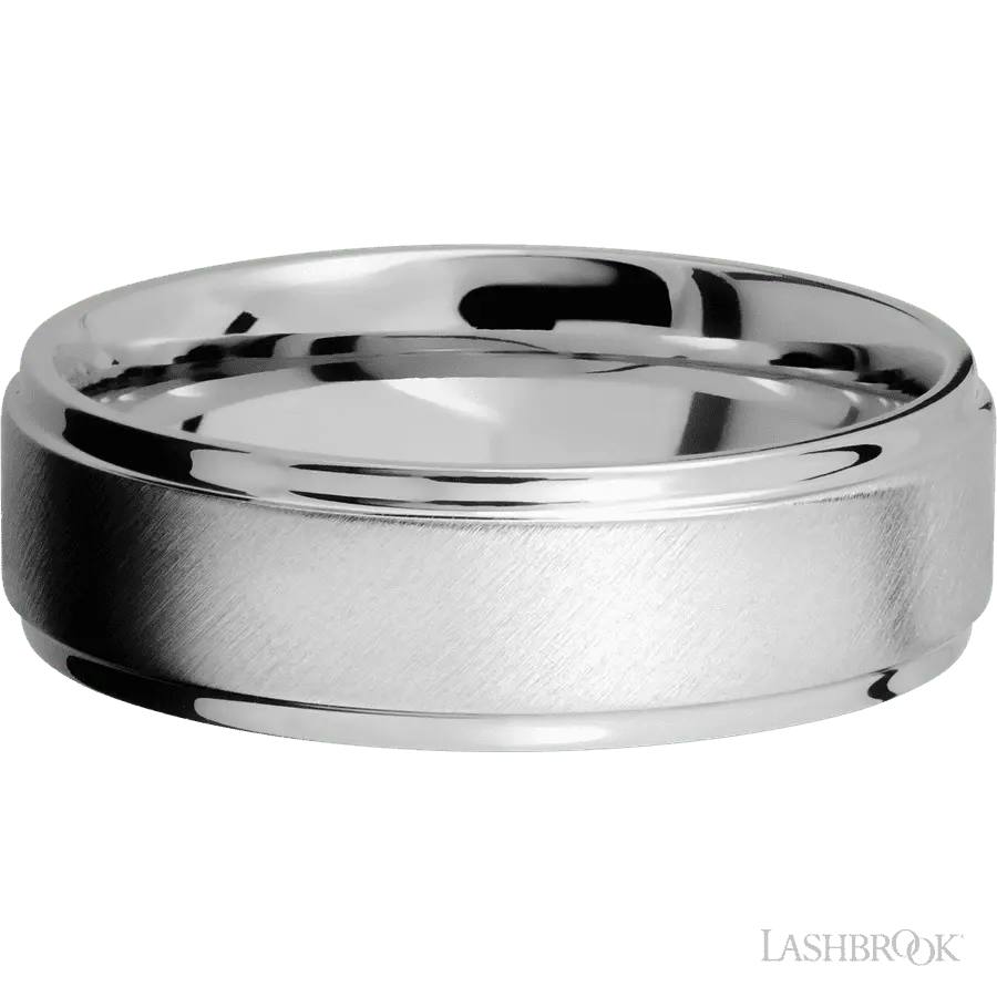 7 mm wide Flat Grooved Edges Cobalt Chrome band.