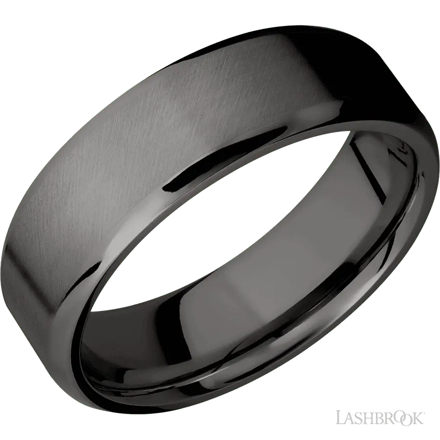7 mm wide Beveled Tantalum Noir band.