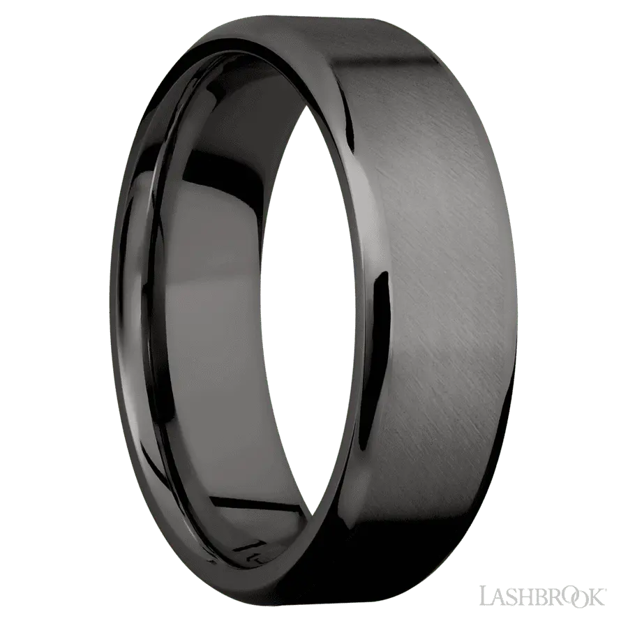 7 mm wide Beveled Tantalum Noir band.