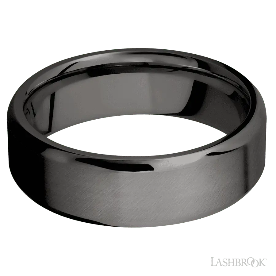7 mm wide Beveled Tantalum Noir band.