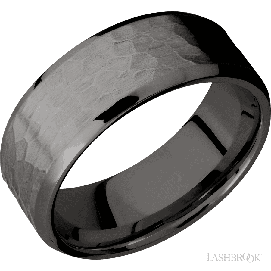 8 mm wide Beveled Tantalum Noir band.