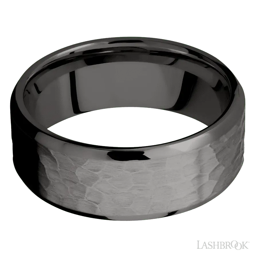 8 mm wide Beveled Tantalum Noir band.