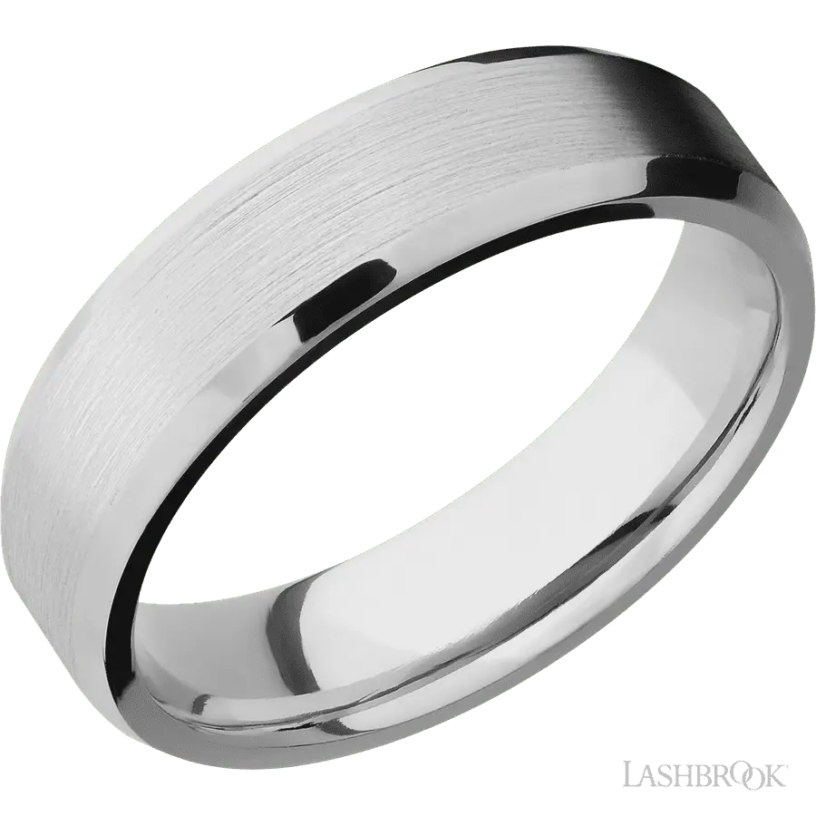 6 mm wide Beveled Platinum band. Lashbrook