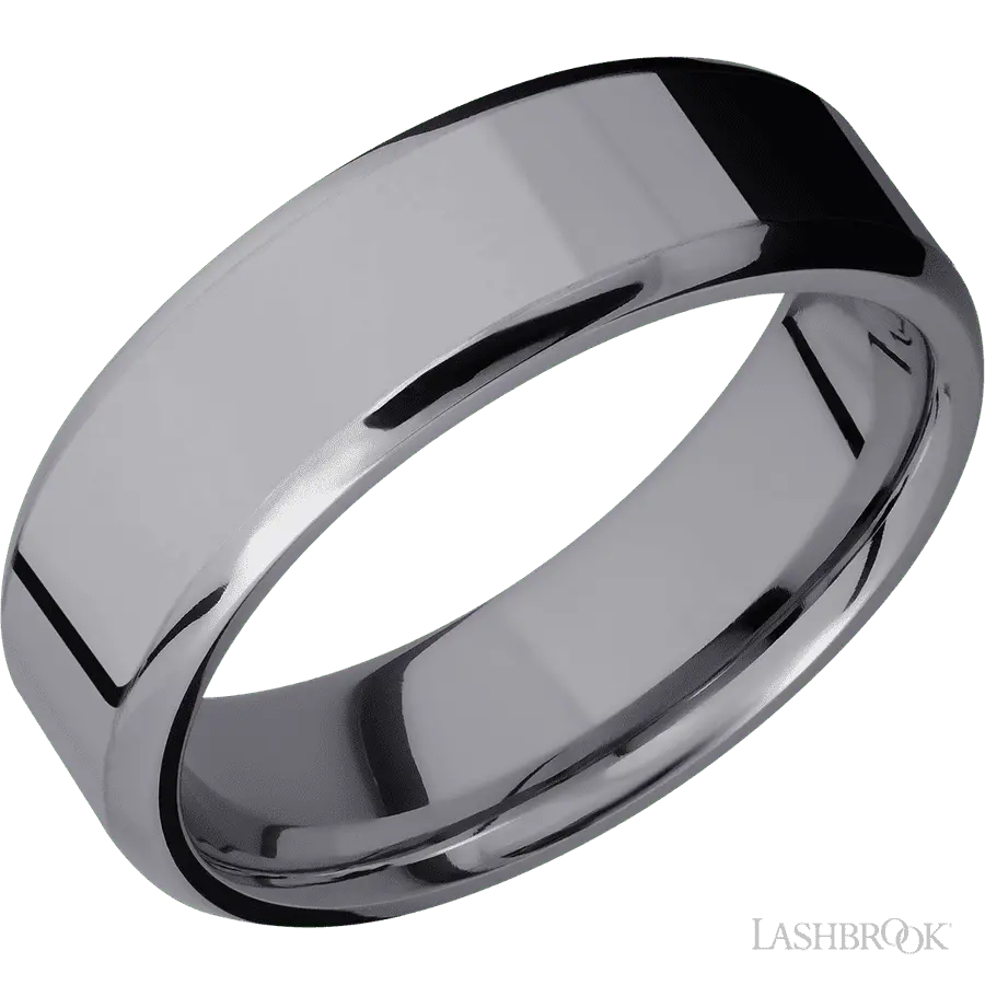 7 mm wide Beveled Tantalum band.