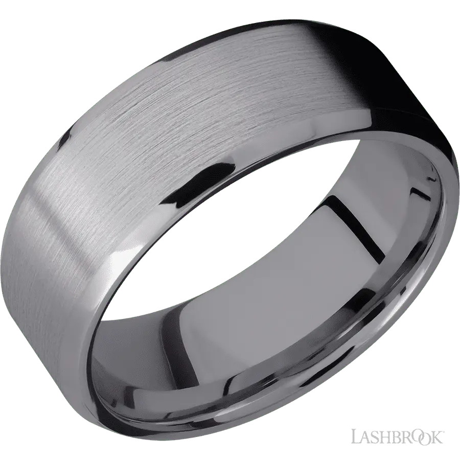 8 mm wide Beveled Tantalum band.