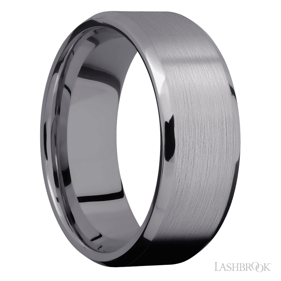 8 mm wide Beveled Tantalum band.