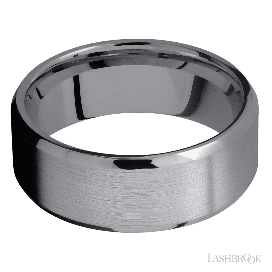 8 mm wide Beveled Tantalum band.