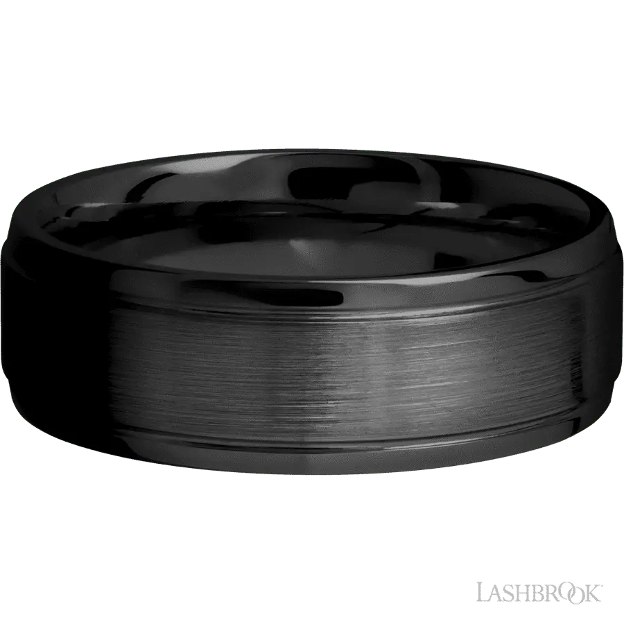 7 mm wide Stepped Bevel Zirconium band.