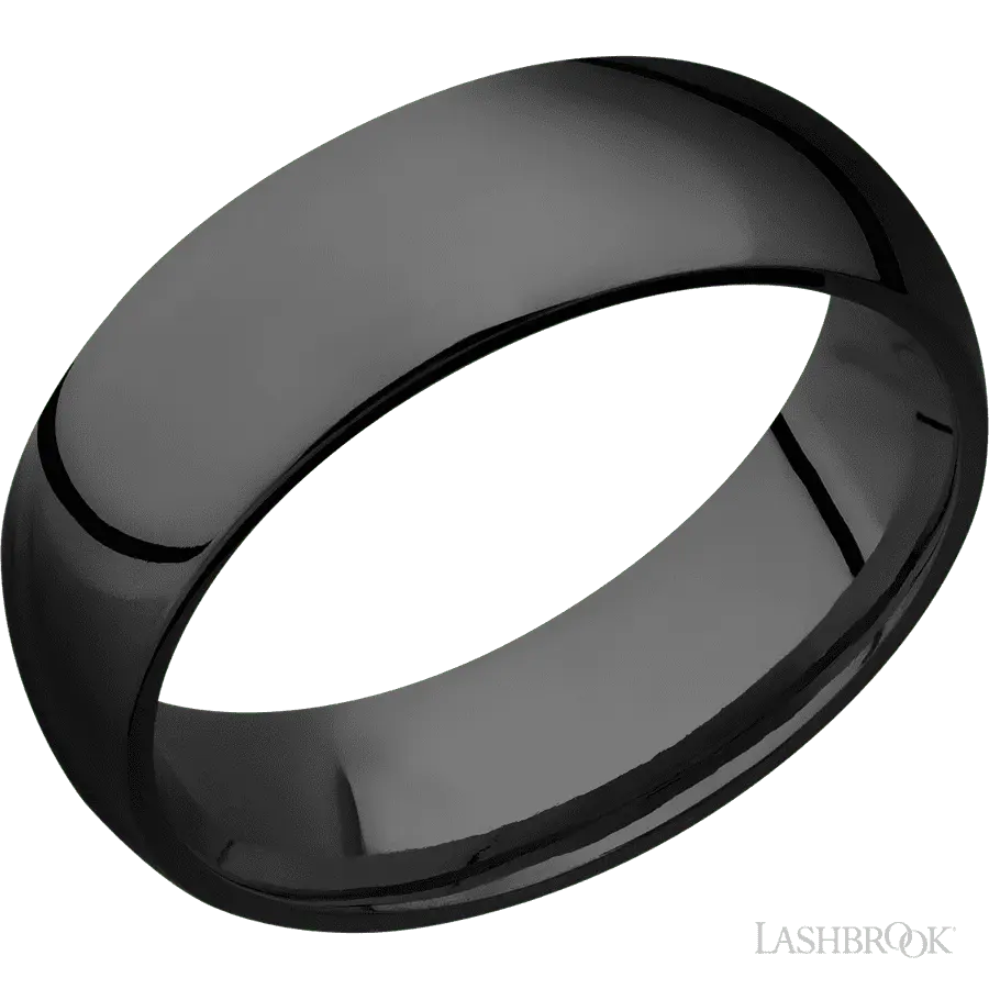 7 mm wide Domed Zirconium band.