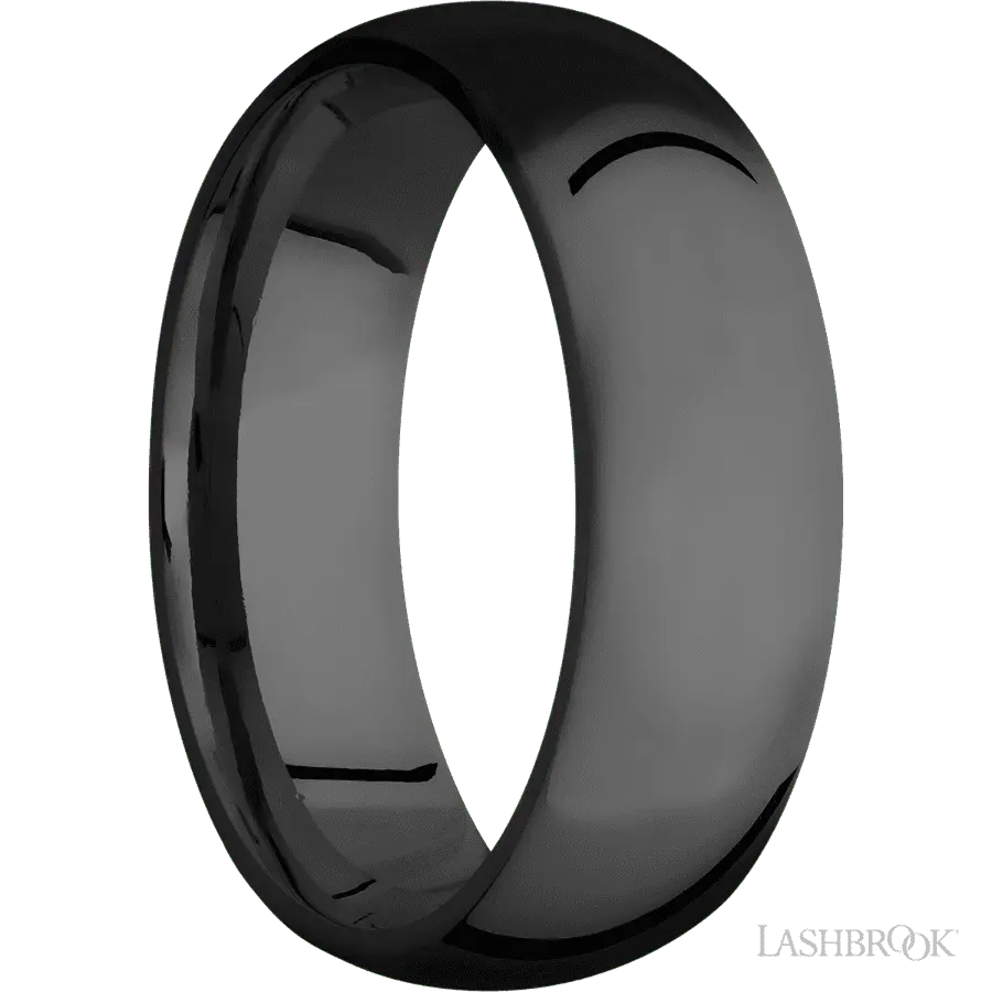 7 mm wide Domed Zirconium band.