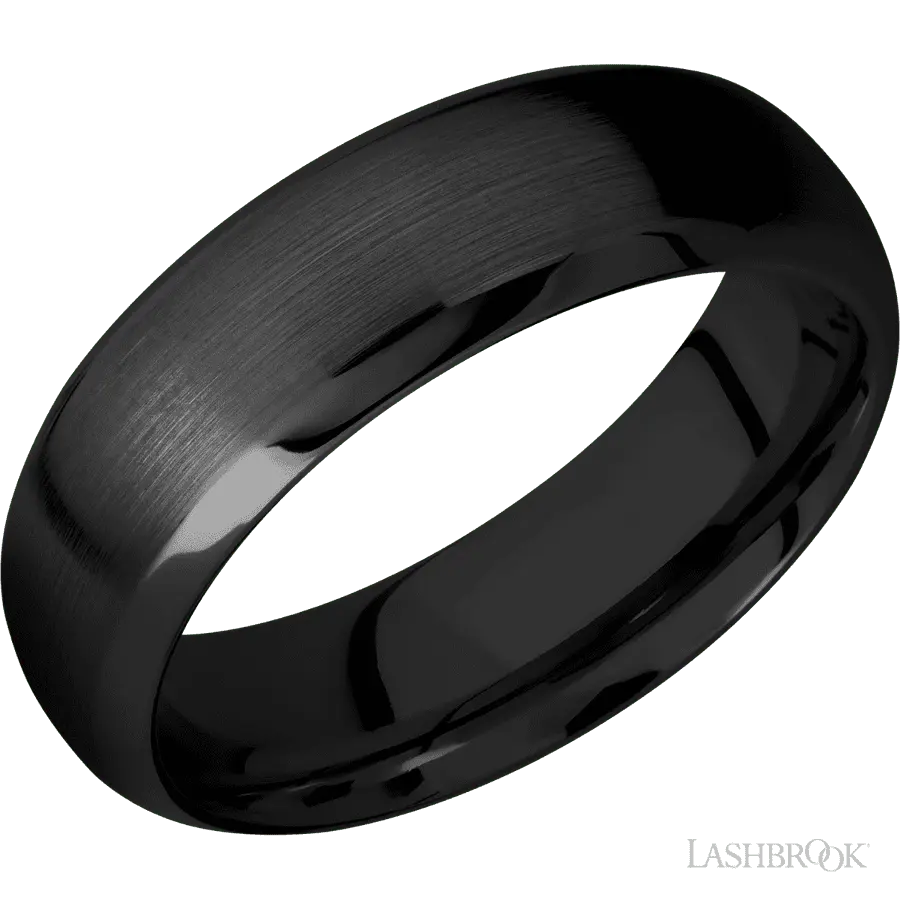 7 mm wide Domed Bevel Zirconium band.