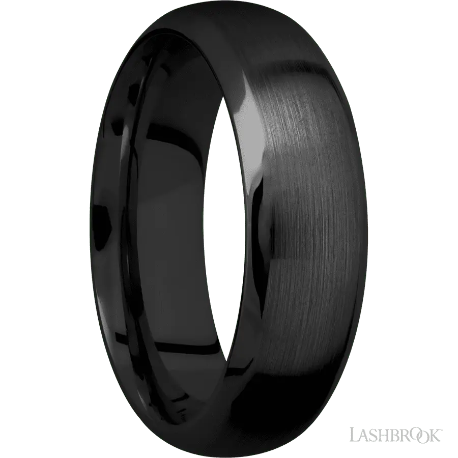7 mm wide Domed Bevel Zirconium band.