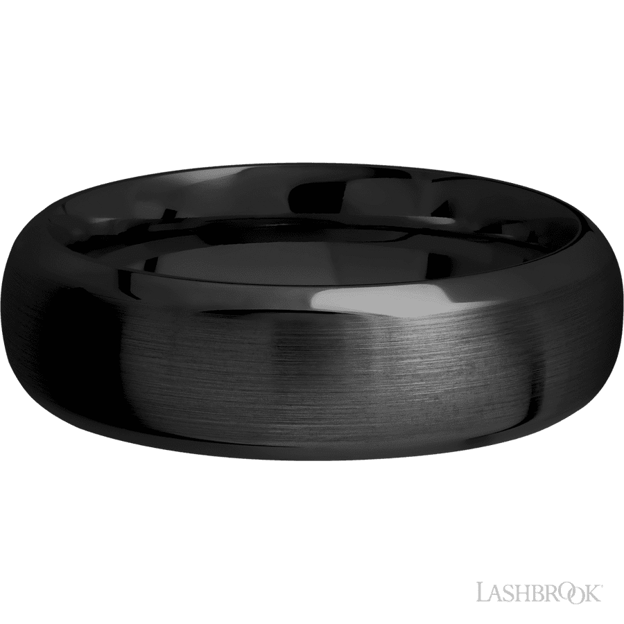 7 mm wide Domed Bevel Zirconium band.