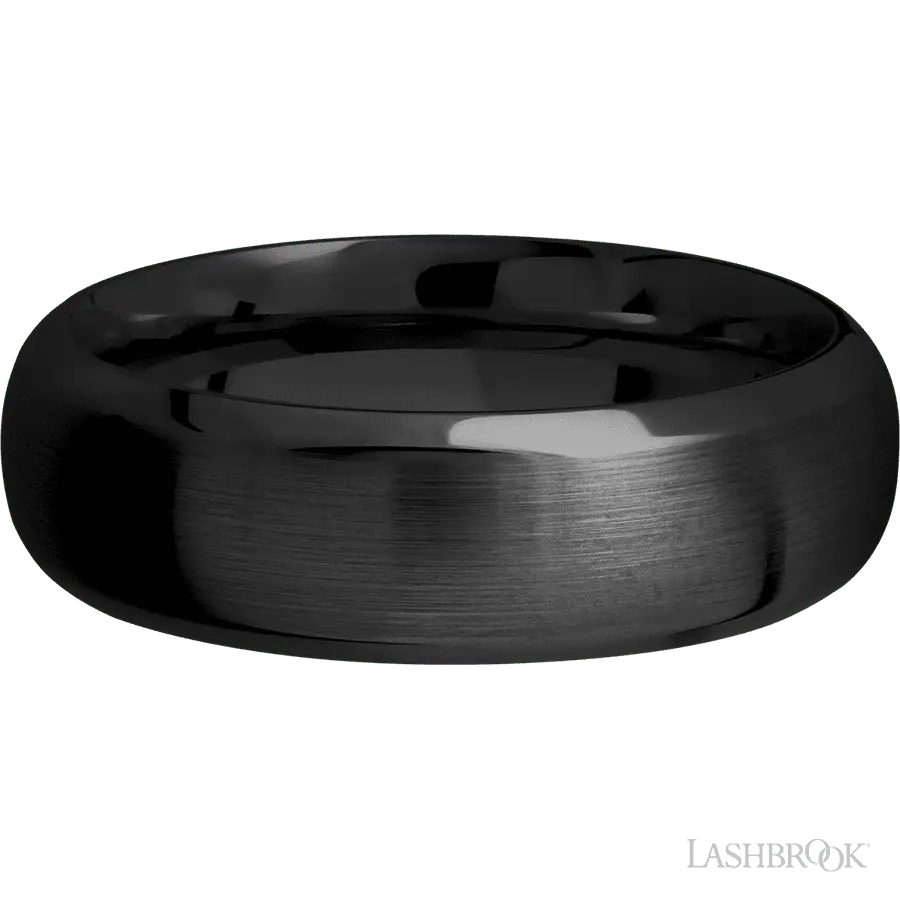 7 mm wide Domed Bevel Zirconium band.