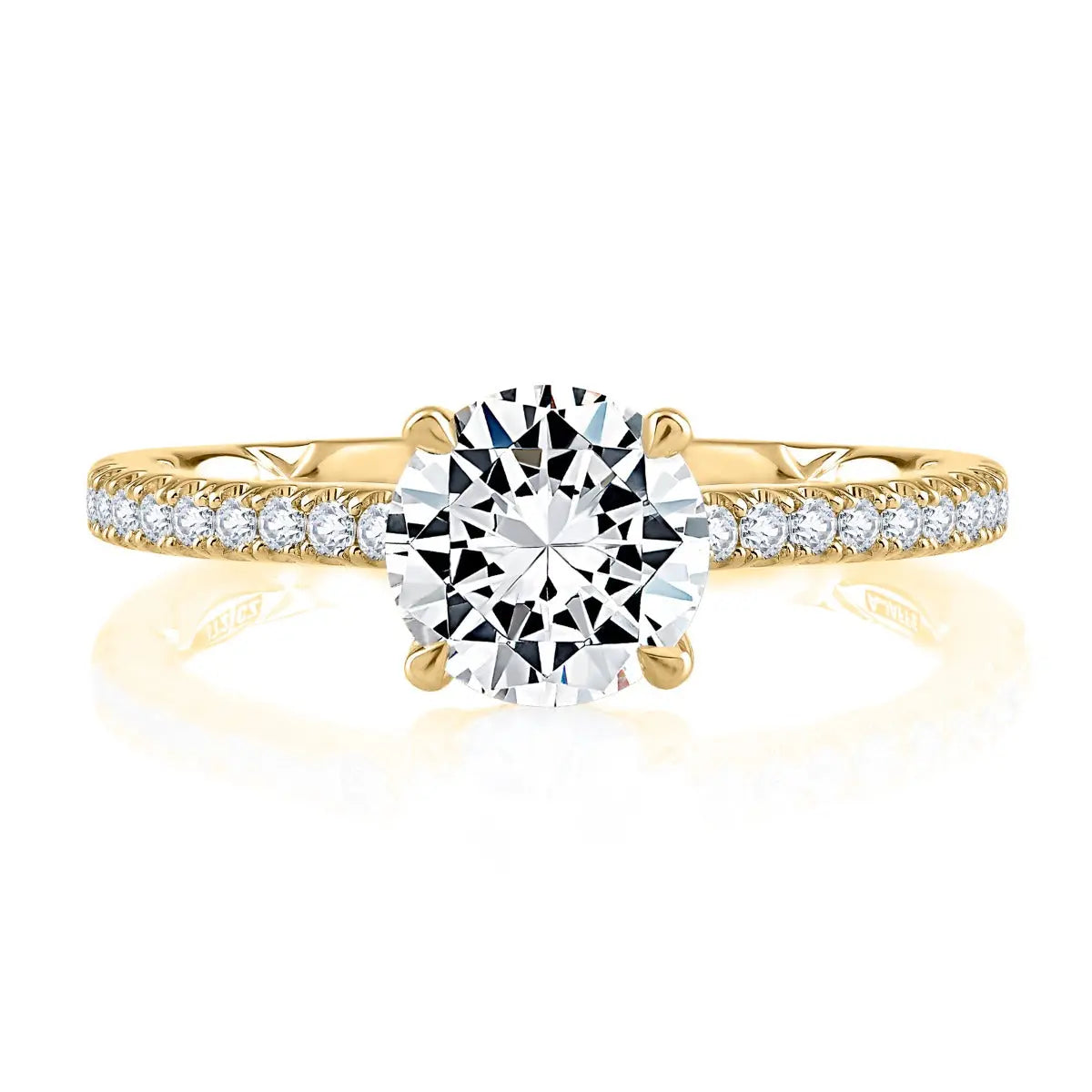 Round Cut Diamond Engagement Ring with a Classic Quilts® Pave Band<br><span style="font-size:15px;">Style: ME2029AQ/247</span>