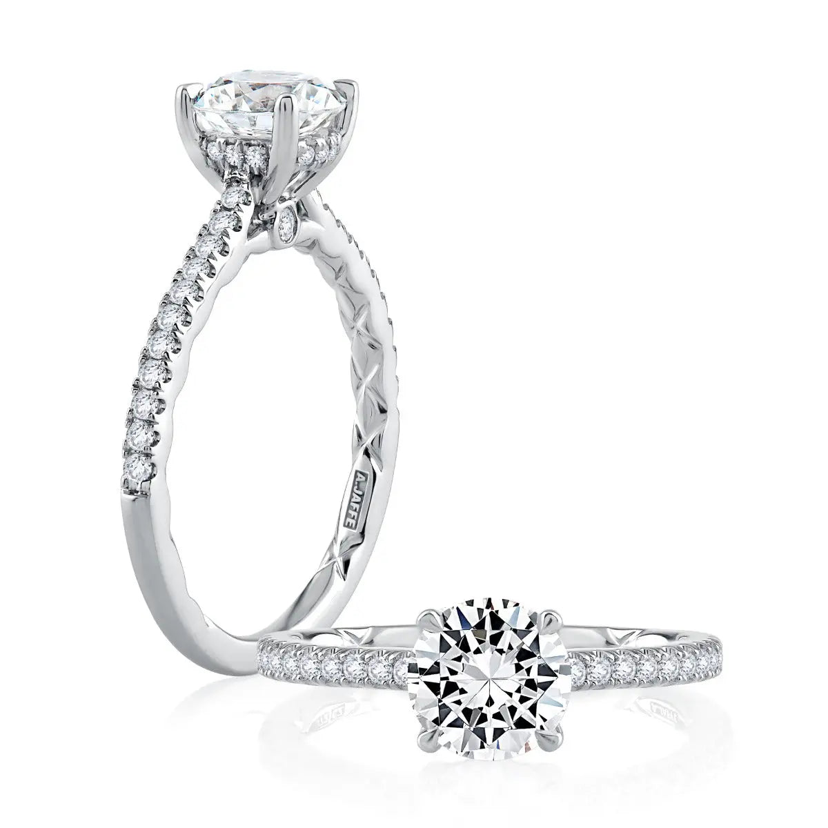 Round Cut Diamond Engagement Ring with a Classic Quilts® Pave Band<br><span style="font-size:15px;">Style: ME2029AQ/247</span>