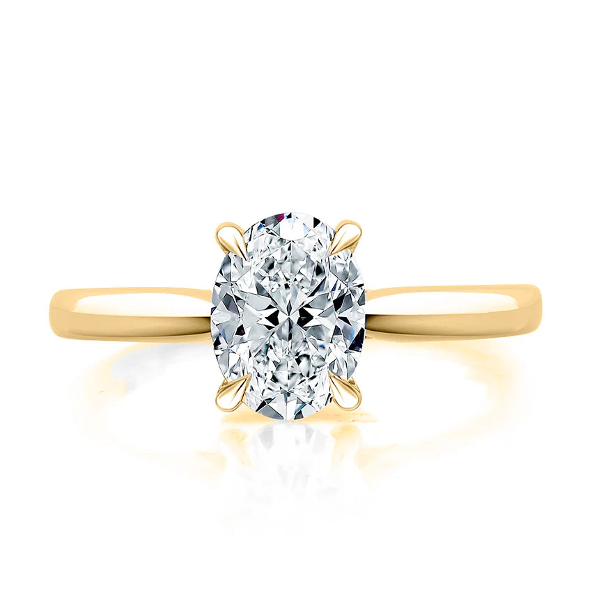 Solitaire Oval Center Diamond Engagement Ring with Peek-A-Boo Diamonds