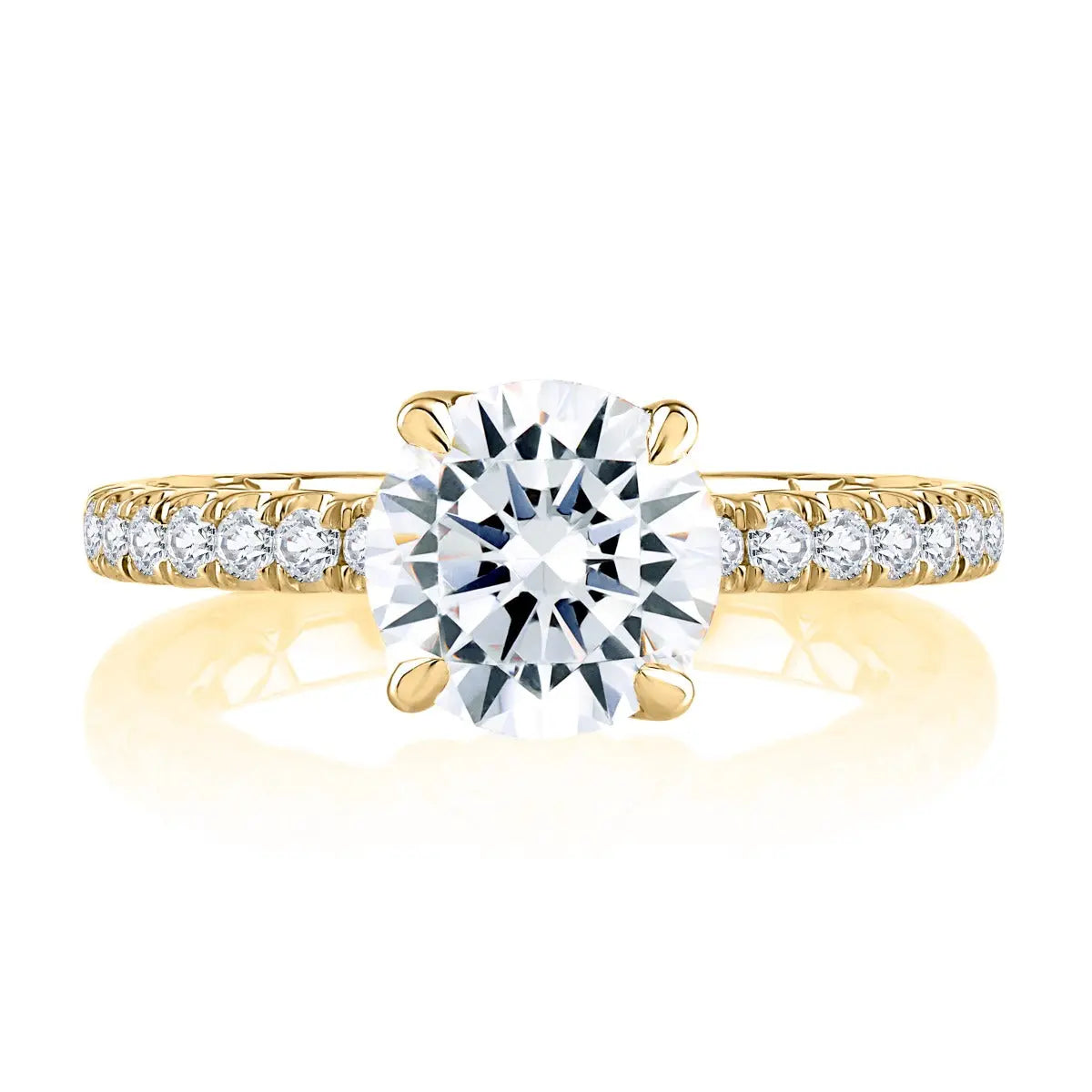 Crossover Prong Two Tone Round Cut Diamond Engagement Ring<br><span style="font-size:15px;">Style: MECRD2356Q/255</span>