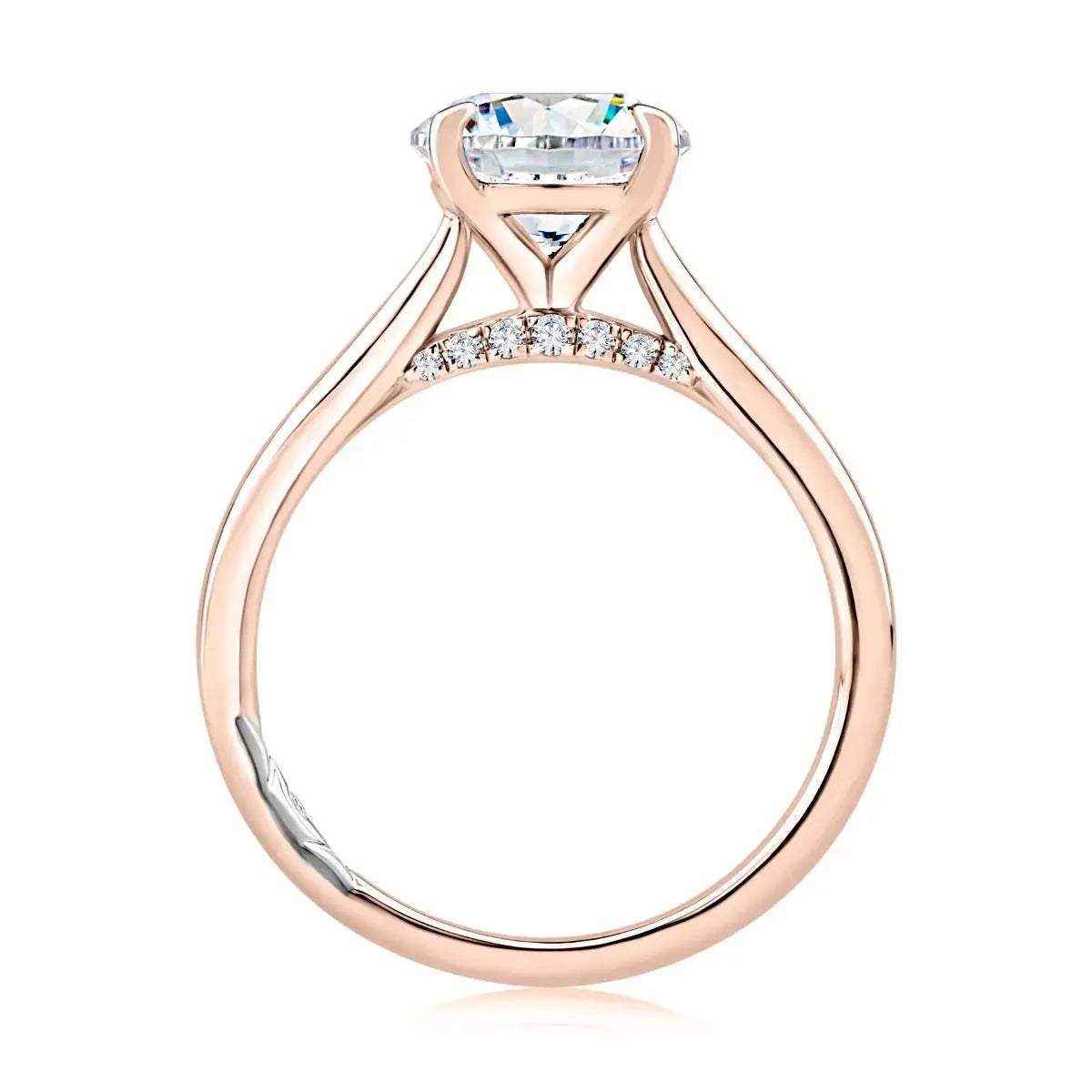 Solitaire Round Center Diamond Engagement Ring with Peek-A-Boo Diamonds<br><span style="font-size:15px;">Style: MECRD2543/258</span> The Diamond Store