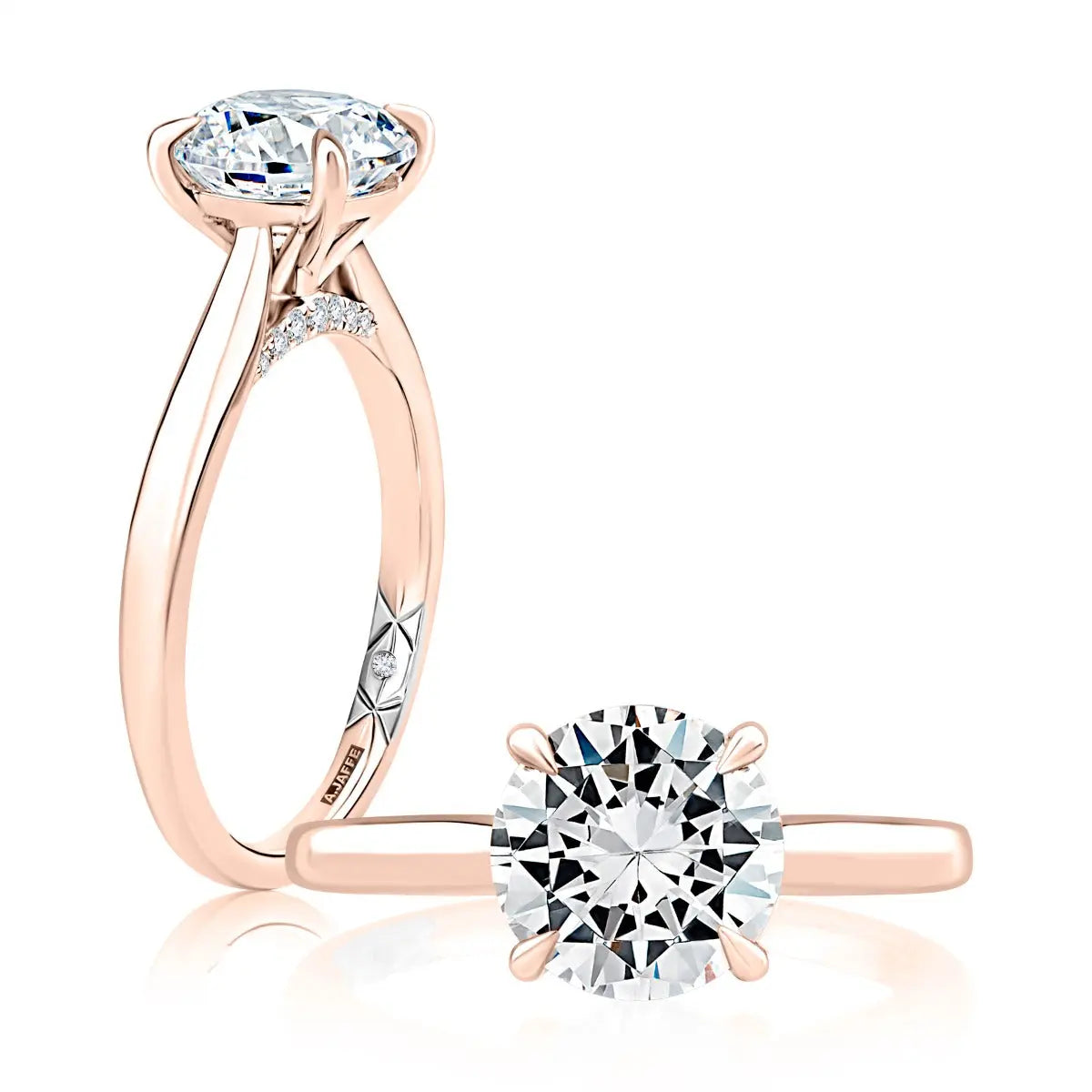 Solitaire Round Center Diamond Engagement Ring with Peek-A-Boo Diamonds<br><span style="font-size:15px;">Style: MECRD2543/258</span>