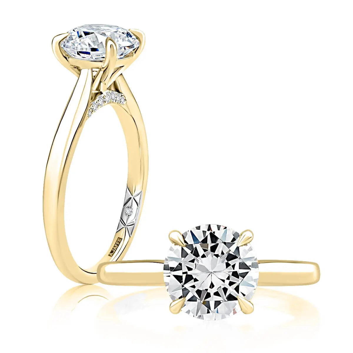 Solitaire Round Center Diamond Engagement Ring with Peek-A-Boo Diamonds<br>Style: MECRD2543/258