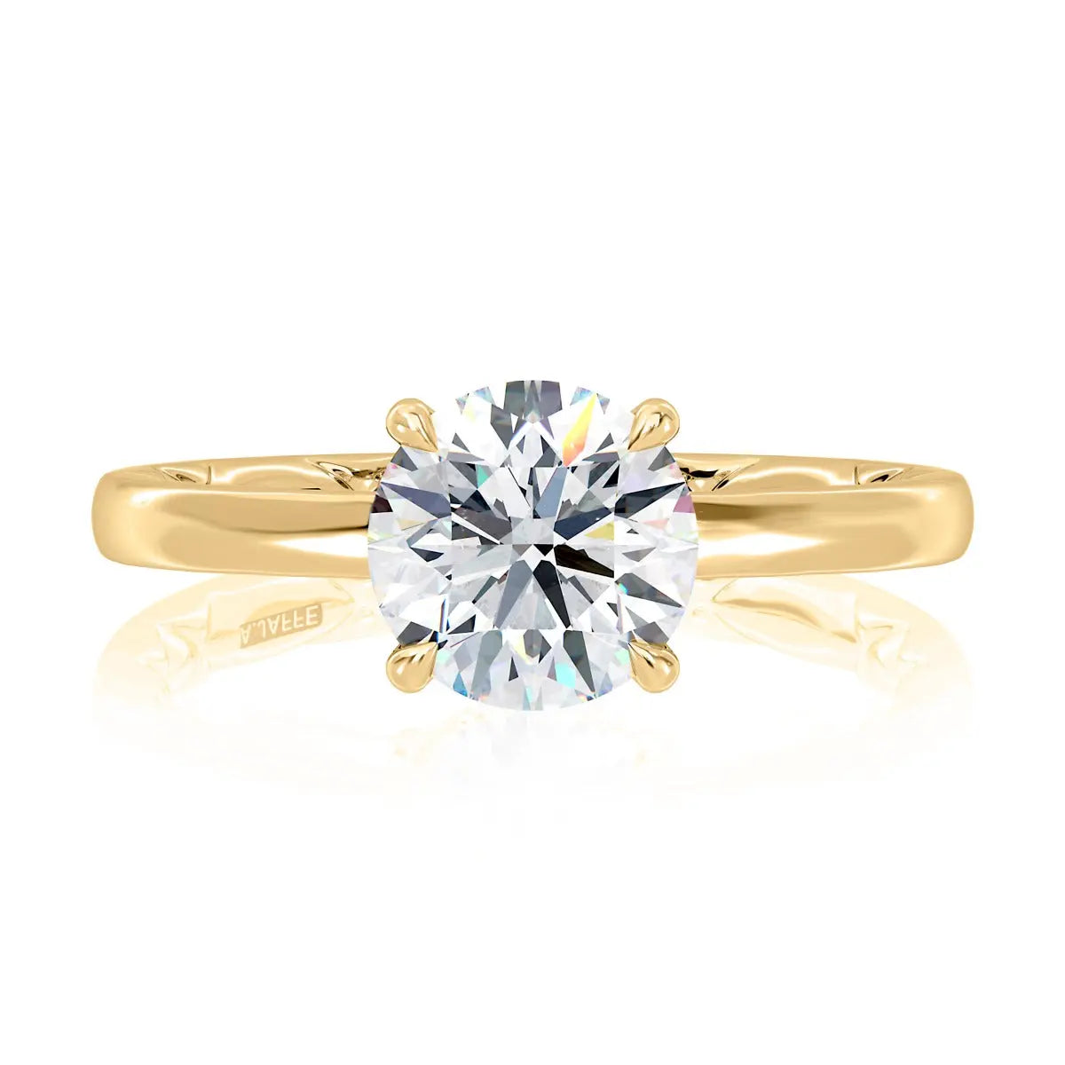 Four Claw Prongs Solitaire Round Diamond Center Engagment Ring with A.JAFFE Quilts® Interior<br><span style="font-size:15px;">Style: MECRD2744BQ/211</span>