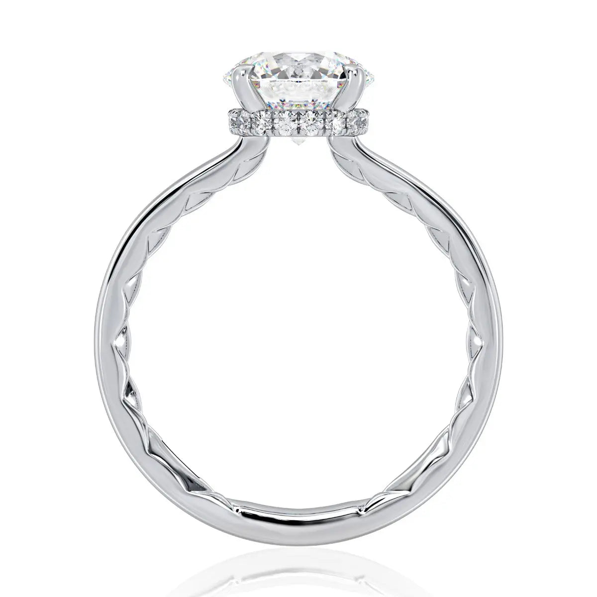 Four Claw Prongs Solitaire Round Diamond Center Engagment Ring with A.JAFFE Quilts® Interior<br><span style="font-size:15px;">Style: MECRD2744BQ/211</span>