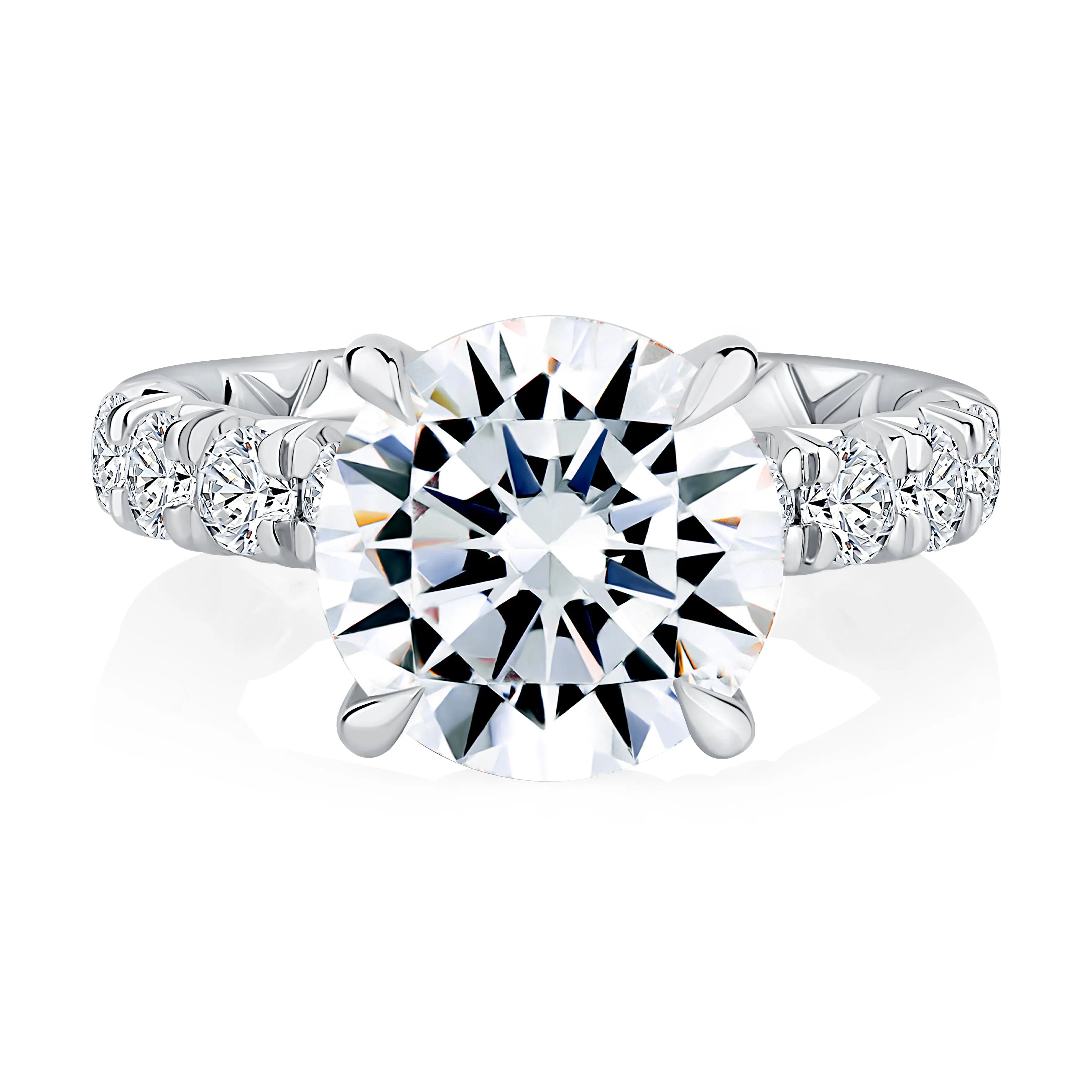 5CT Round Center Stone Diamond Engagement Ring with Quilts® Interior and Pave Band<br><span style="font-size:15px;">Style: MECRD3584Q/606</span>