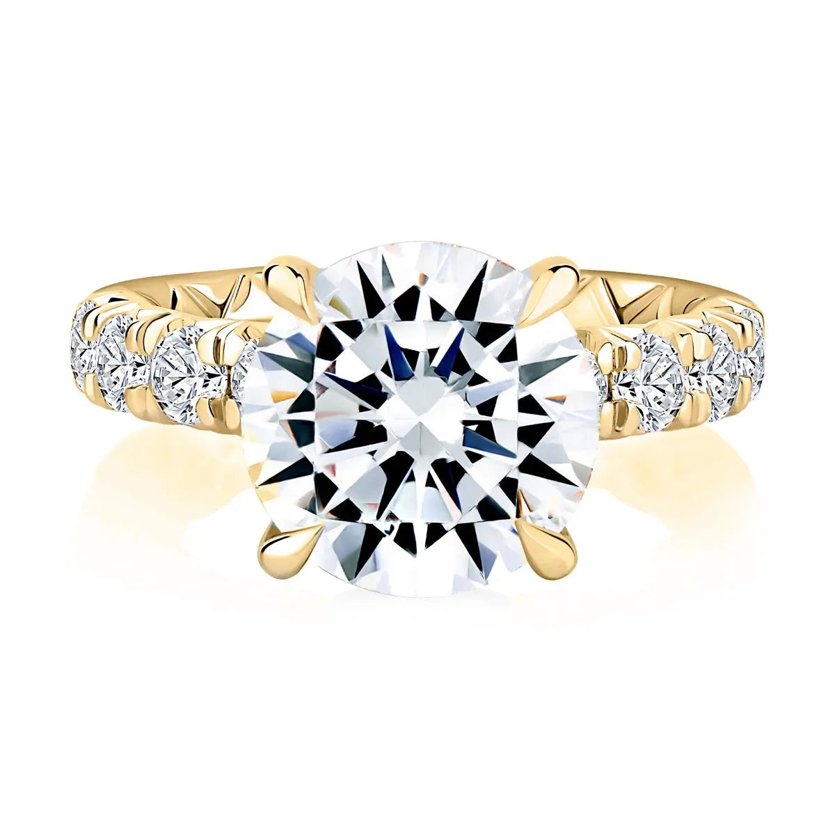 5CT Round Center Stone Diamond Engagement Ring with Quilts® Interior and Pave Band<br><span style="font-size:15px;">Style: MECRD3584Q/606</span>