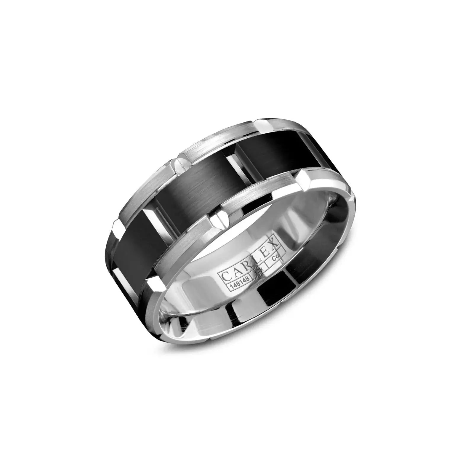 GentsSport WB-9123BW Opulent White Gold & Black Cobalt Band - THEDIAMONDSTORE