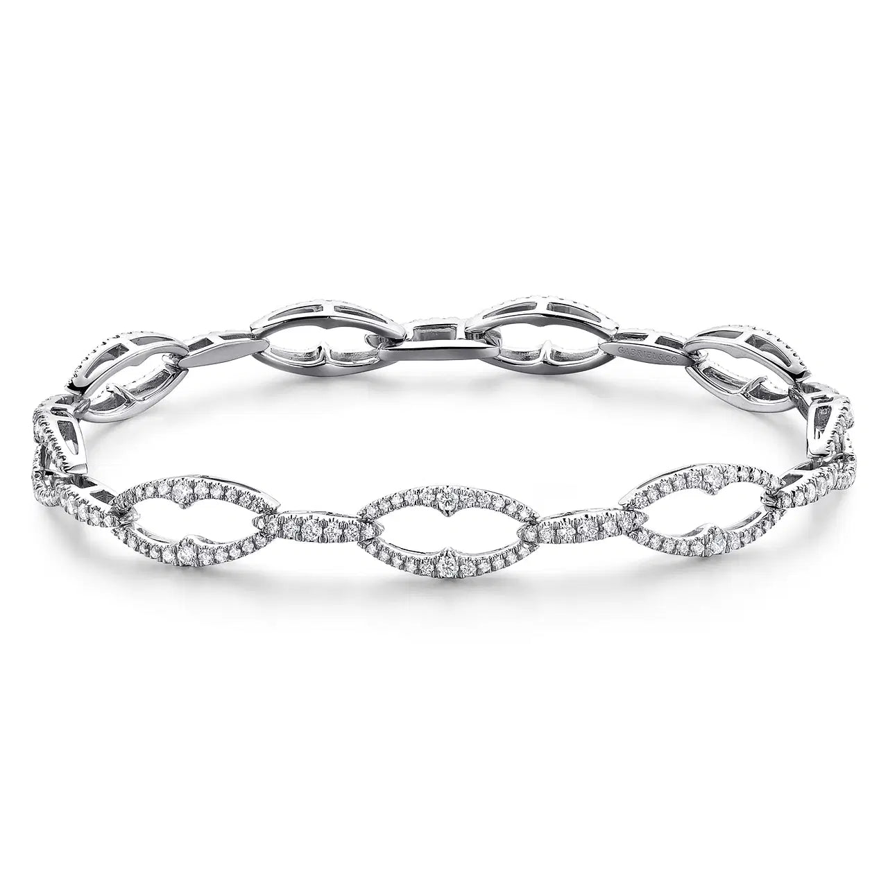 14K White Gold Diamond Links Tennis Bracelet