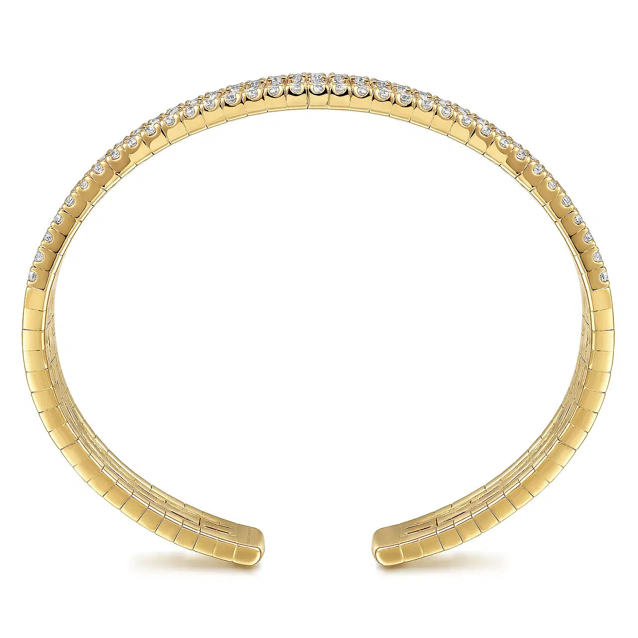 14K Yellow Gold Diamond Cut Cuff Bangle